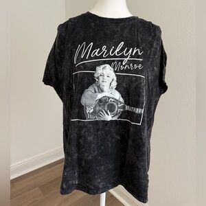 Marilyn Monroe Black Mineral Wash Short Sleeve Graphic Tee